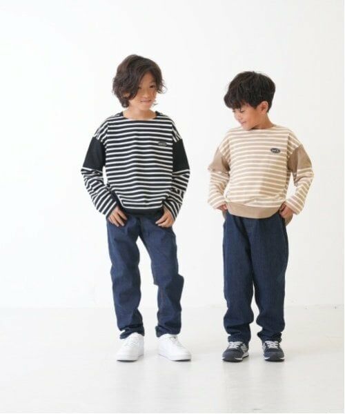 and D.petitmain / アンドディー. プティマイン Tシャツ | 【親子リンク】kidsボーダー肩切替ビッグロンT | 詳細16