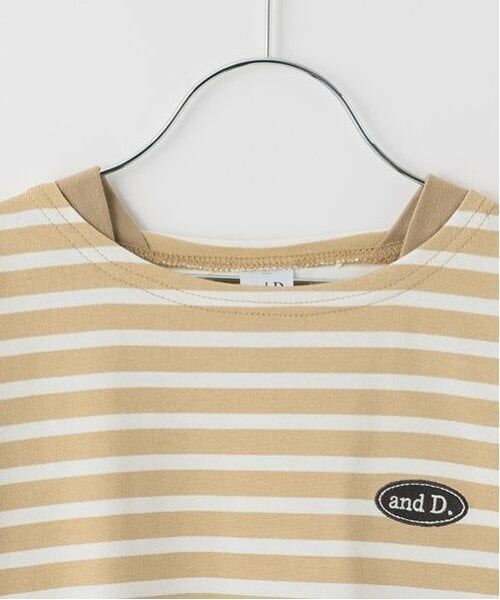 and D.petitmain / アンドディー. プティマイン Tシャツ | 【親子リンク】kidsボーダー肩切替ビッグロンT | 詳細2