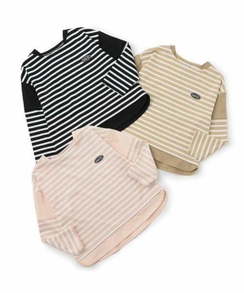and D.petitmain / アンドディー. プティマイン Tシャツ | 【親子リンク】kidsボーダー肩切替ビッグロンT | 詳細8