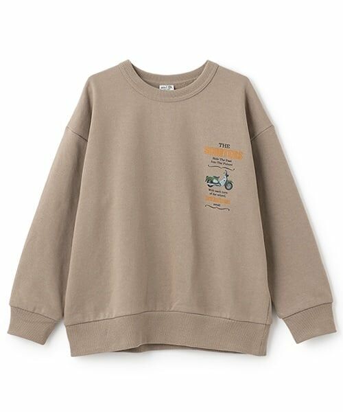 and D.petitmain / アンドディー. プティマイン スウェット | 【親子リンク】乗り物プリントワイドスウェット（モカ茶）