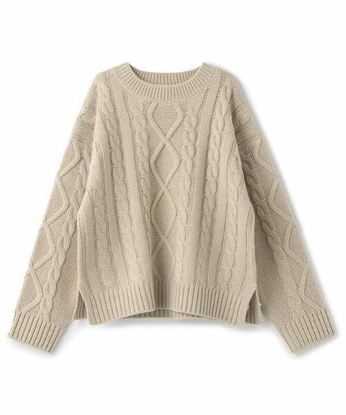 and D.petitmain / アンドディー. プティマイン ニット・セーター | 【洗濯機可】7Gケーブルニット(ベージュ)