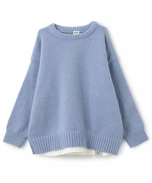 and D.petitmain / アンドディー. プティマイン ニット・セーター | 【親子リンク】洗濯機可 Kids裾レイヤードニット（ブルー）