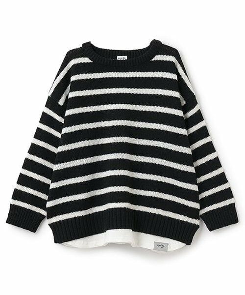 and D.petitmain / アンドディー. プティマイン ニット・セーター | 【親子リンク】洗濯機可 Kids裾レイヤードニット（ボーダー）