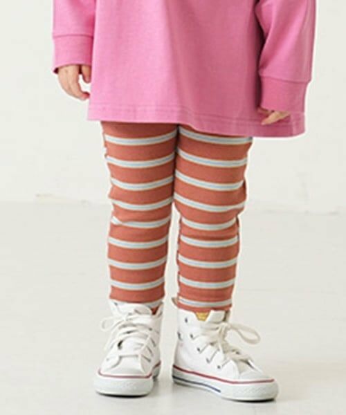 and D.petitmain / アンドディー. プティマイン レギンス・スパッツ | 【365D.】【防汚加工】ボーダーリブレギンス（キャメル）