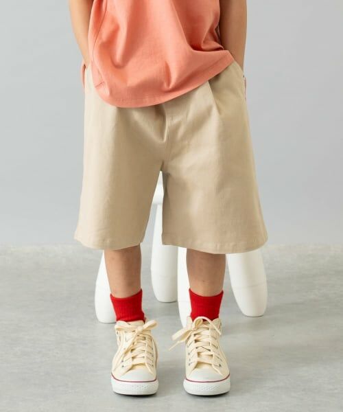 and D.petitmain / アンドディー. プティマイン ショート・ハーフ・半端丈パンツ | チノワイドハーフパンツ（ベージュ）
