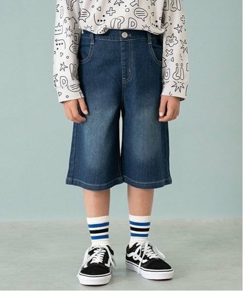 and D.petitmain / アンドディー. プティマイン ショート・ハーフ・半端丈パンツ | デニムバミューダパンツ(紺)