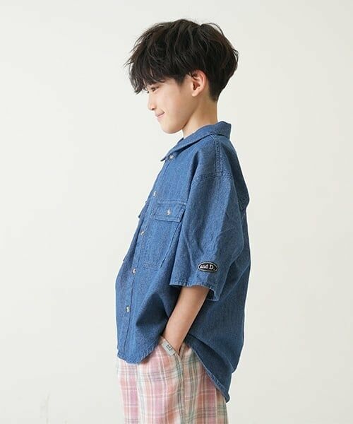 and D.petitmain / アンドディー. プティマイン シャツ・ブラウス | デニムワイドドロップショルダー5分袖シャツ | 詳細1