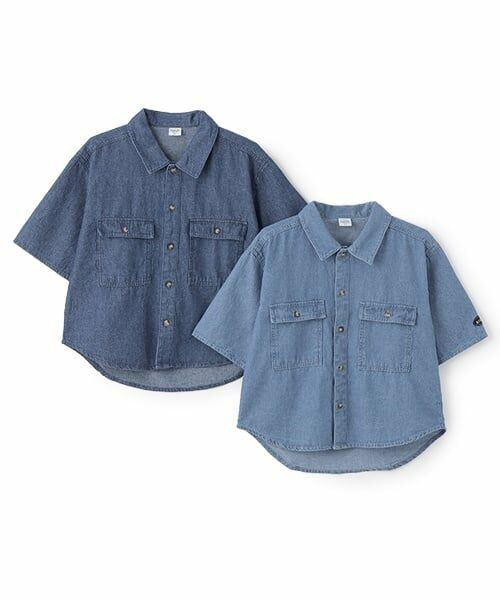 and D.petitmain / アンドディー. プティマイン シャツ・ブラウス | デニムワイドドロップショルダー5分袖シャツ | 詳細9