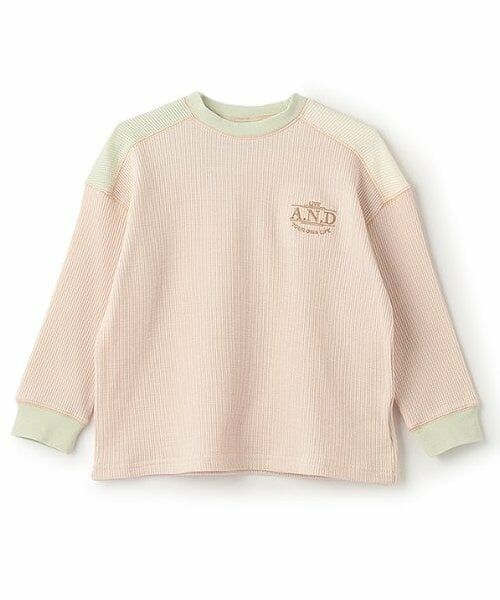 and D.petitmain / アンドディー. プティマイン Tシャツ | キリカエワッフルビッグロンT（薄ベージュ）