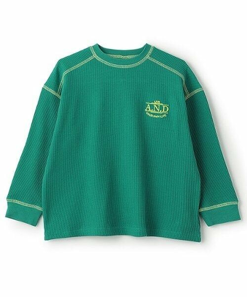 and D.petitmain / アンドディー. プティマイン Tシャツ | キリカエワッフルビッグロンT（エメラルド グリーン）
