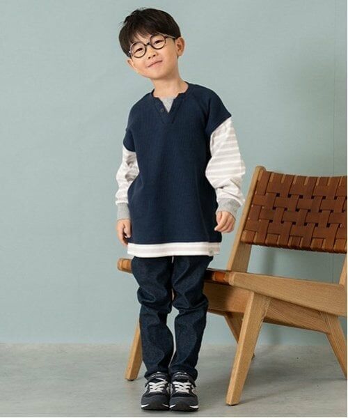 and D.petitmain / アンドディー. プティマイン Tシャツ | ワッフルベストレイヤードワイドロンT | 詳細5