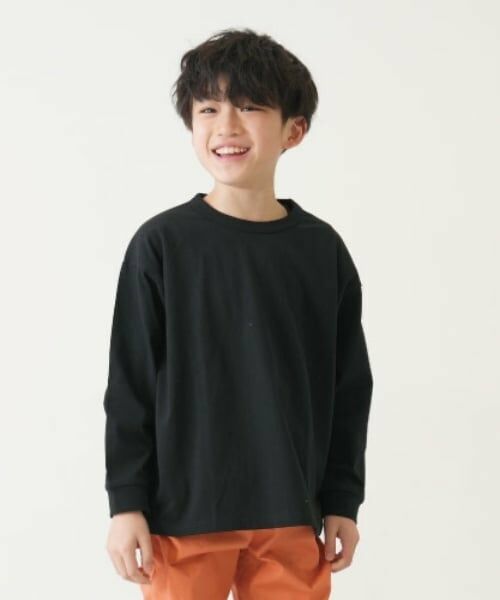 and D.petitmain / アンドディー. プティマイン Tシャツ | 【365D.】アソートプリント袖リブワイドロンT（黒）