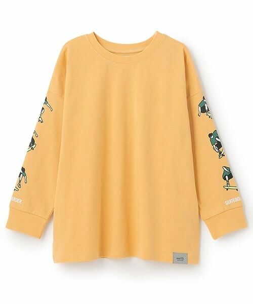 and D.petitmain / アンドディー. プティマイン Tシャツ | 【365D.】袖プリントビッグロンT（オレンジ）
