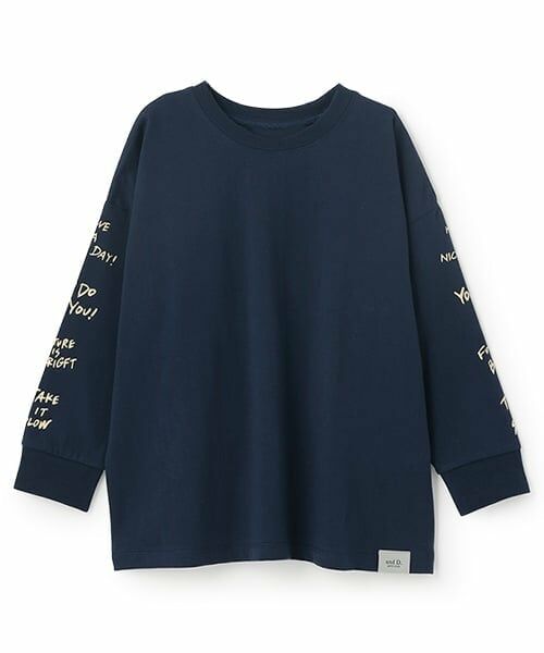 and D.petitmain / アンドディー. プティマイン Tシャツ | 【365D.】袖プリントビッグロンT（紺）