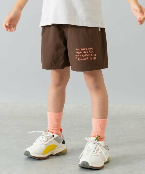 and D.petitmain / アンドディー. プティマイン ショート・ハーフ・半端丈パンツ | 【水陸両用】ワンポイントロゴショートパンツ（茶）