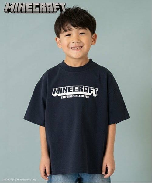 and D.petitmain / アンドディー. プティマイン Tシャツ | 【マインクラフト】KIDSアイコンTEE(紺)
