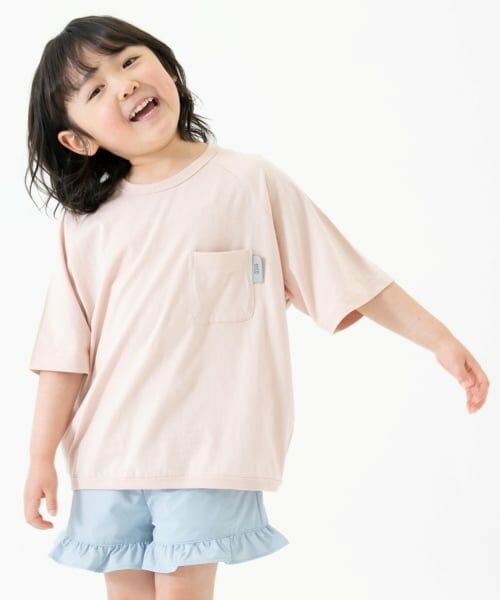 and D.petitmain / アンドディー. プティマイン Tシャツ | 【綿100%】【365D.】無地ポケットビッグ半T（サーモン ピンク）