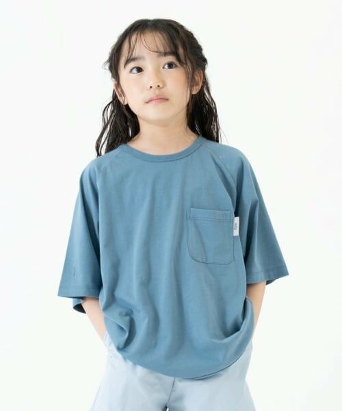 and D.petitmain / アンドディー. プティマイン Tシャツ | 【綿100%】【365D.】無地ポケットビッグ半T（ブルー グレー）