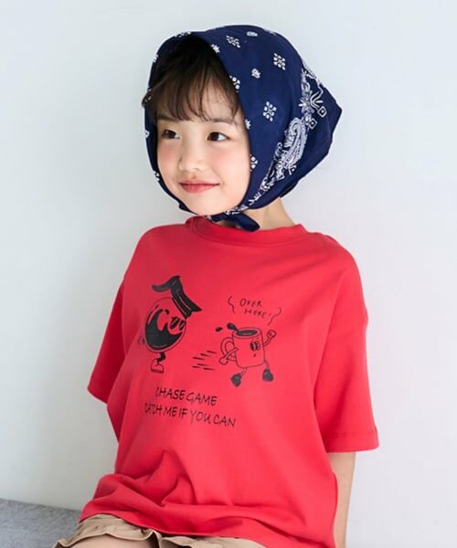 and D.petitmain / アンドディー. プティマイン Tシャツ | ［大人気につき再入荷！］【綿100%】【365D.】OFUZAKEグラフィックワイド半T（赤）