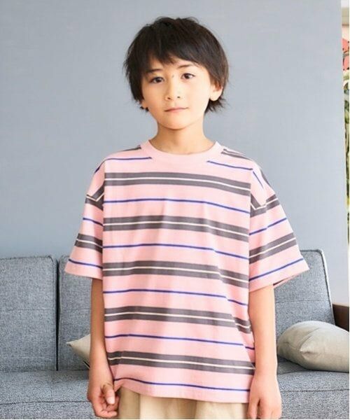 and D.petitmain / アンドディー. プティマイン Tシャツ | 【365D.】アソートボーダーワイド半T（ピンク）