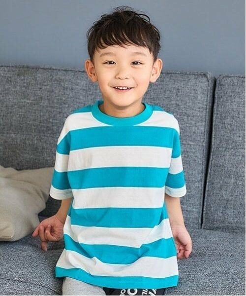 and D.petitmain / アンドディー. プティマイン Tシャツ | 【365D.】アソートボーダーワイド半T（エメラルド グリーン）