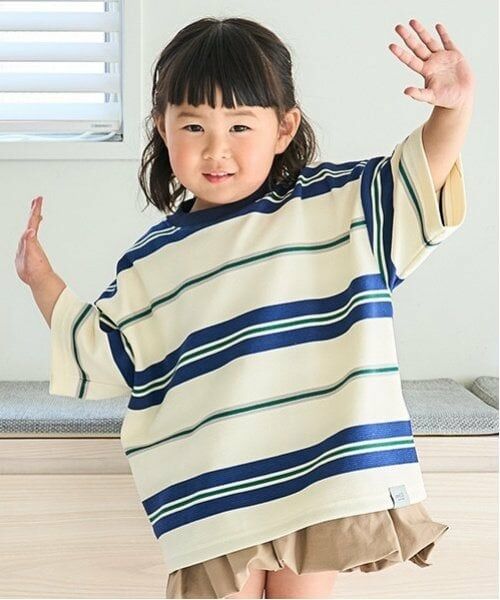 and D.petitmain / アンドディー. プティマイン Tシャツ | リップルボーダービッグ半T（紺）