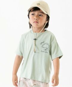 and D.petitmain / アンドディー. プティマイン Tシャツ | 【綿100%】恐竜ステッチ刺しゅうワイド半T