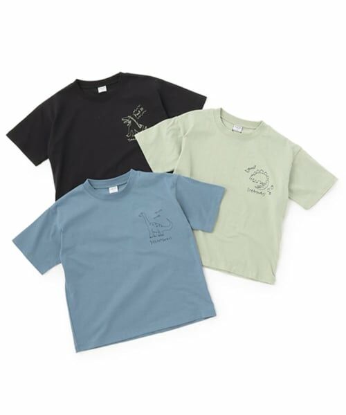 and D.petitmain / アンドディー. プティマイン Tシャツ | 【綿100%】恐竜ステッチ刺しゅうワイド半T | 詳細14