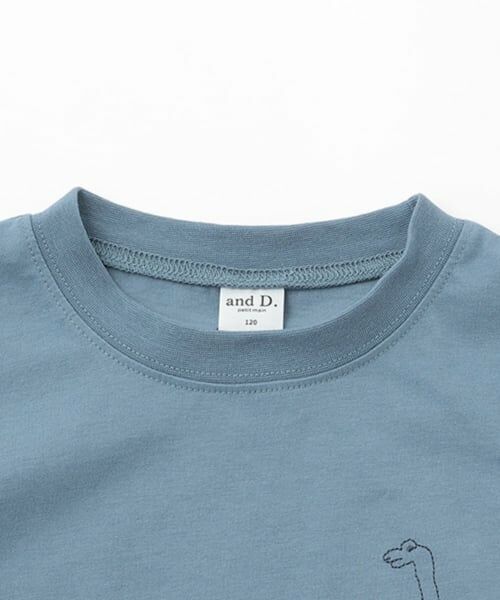 and D.petitmain / アンドディー. プティマイン Tシャツ | 【綿100%】恐竜ステッチ刺しゅうワイド半T | 詳細8