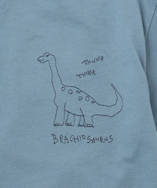 and D.petitmain / アンドディー. プティマイン Tシャツ | 【綿100%】恐竜ステッチ刺しゅうワイド半T | 詳細9