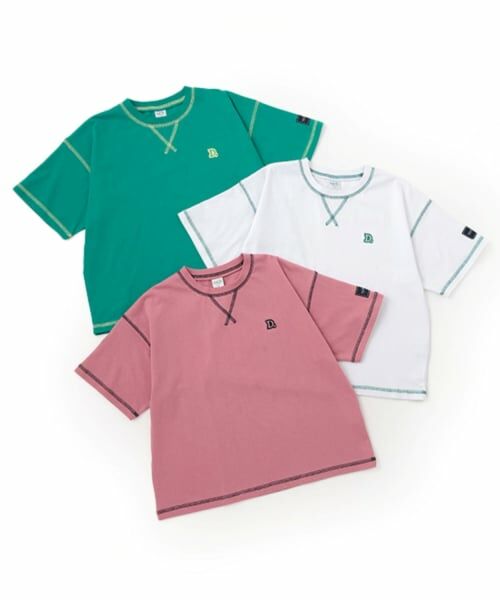 and D.petitmain / アンドディー. プティマイン Tシャツ | 【綿100%】配色ステッチビッグ半T | 詳細18