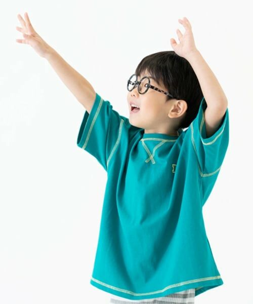 and D.petitmain / アンドディー. プティマイン Tシャツ | 【綿100%】配色ステッチビッグ半T | 詳細4