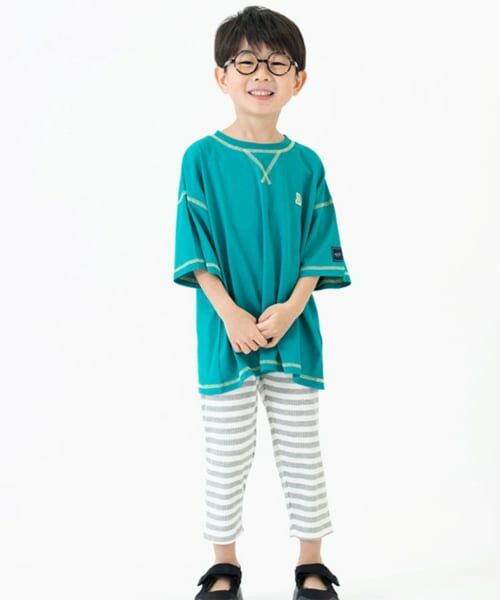 and D.petitmain / アンドディー. プティマイン Tシャツ | 【綿100%】配色ステッチビッグ半T | 詳細5