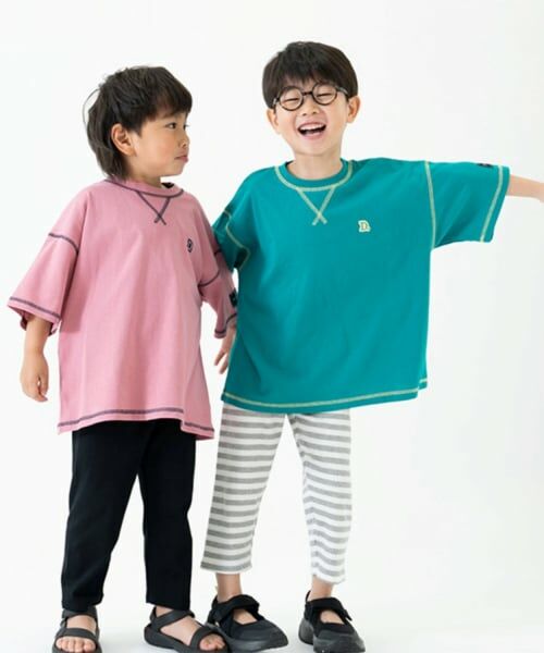 and D.petitmain / アンドディー. プティマイン Tシャツ | 【綿100%】配色ステッチビッグ半T | 詳細7