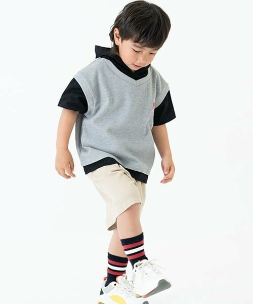 and D.petitmain / アンドディー. プティマイン パーカー | ベストレイヤード半袖パーカー | 詳細2