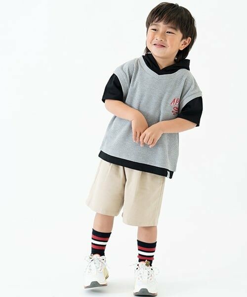 and D.petitmain / アンドディー. プティマイン パーカー | ベストレイヤード半袖パーカー | 詳細3