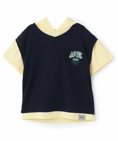 and D.petitmain / アンドディー. プティマイン パーカー | ベストレイヤード半袖パーカー（紺）