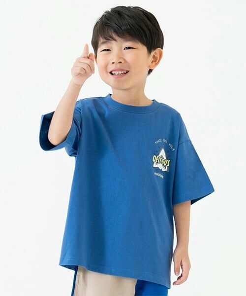 and D.petitmain / アンドディー. プティマイン Tシャツ | ［大人気につき再入荷！］【綿100%】【365D.】夏満喫プリントワイド半T（ブルー）