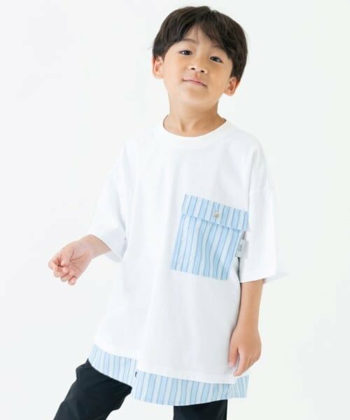 and D.petitmain / アンドディー. プティマイン Tシャツ | シャツレイヤード風ビッグ半T（白）
