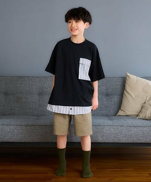 and D.petitmain / アンドディー. プティマイン Tシャツ | シャツレイヤード風ビッグ半T | 詳細3