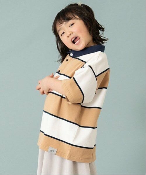and D.petitmain / アンドディー. プティマイン Tシャツ | 【親子リンク】Kids衿つきラガー半T | 詳細1