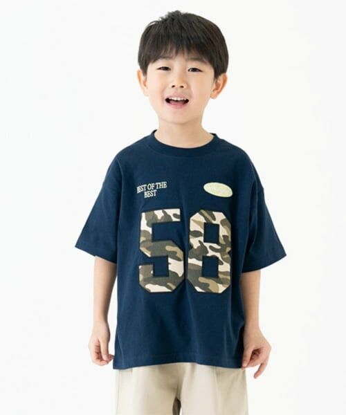 and D.petitmain / アンドディー. プティマイン Tシャツ | 【綿100%】ナンバリングワイド半T（紺）