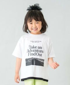 and D.petitmain / アンドディー. プティマイン Tシャツ | 【綿100%】【親子リンク】Kids裾レイヤードワイド半T