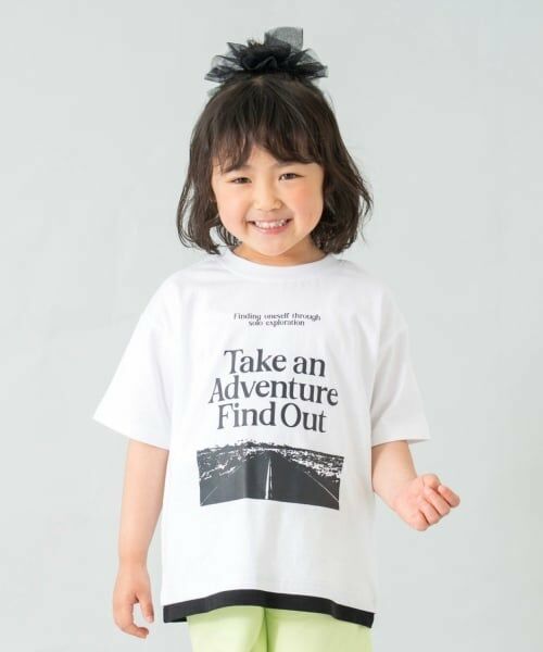 and D.petitmain / アンドディー. プティマイン Tシャツ | 【綿100%】【親子リンク】Kids裾レイヤードワイド半T（白）