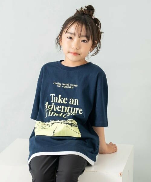 and D.petitmain / アンドディー. プティマイン Tシャツ | 【綿100%】【親子リンク】Kids裾レイヤードワイド半T | 詳細13