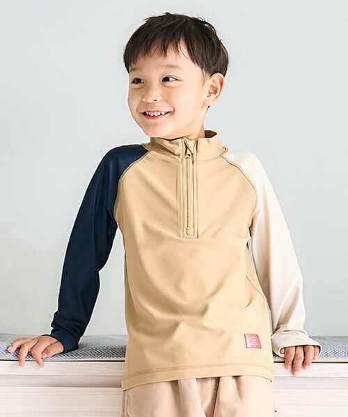 and D.petitmain / アンドディー. プティマイン 水着・スイムグッズ | 【SWIM】ハーフジップラッシュガード（ベージュ）