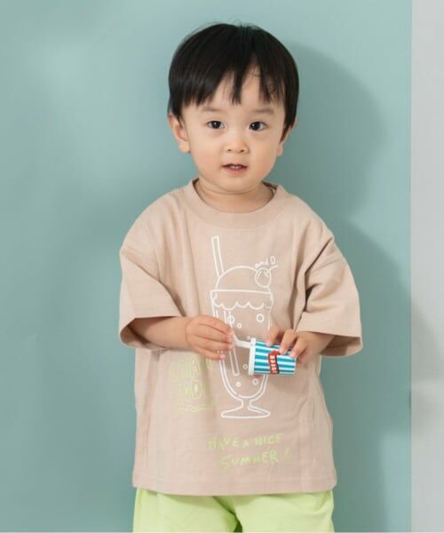 and D.petitmain / アンドディー. プティマイン Tシャツ | 【綿100%】【365D.】ジャンキーまんぷくワイド半T（ベージュ）