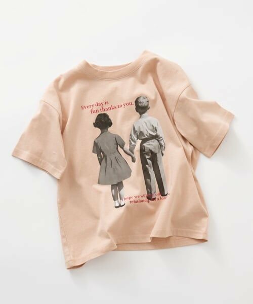 and D.petitmain / アンドディー. プティマイン Tシャツ | 【綿100%】【365D】【親子リンク】Kids写真半T（サーモン ピンク）