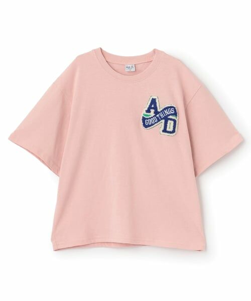 and D.petitmain / アンドディー. プティマイン Tシャツ | 【綿100%】カレッジワンポイント半袖T（ライト ピンク）