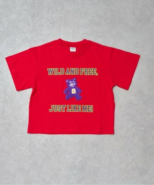 and D.petitmain / アンドディー. プティマイン Tシャツ | 【綿100%】カレッジくま半袖T（赤）